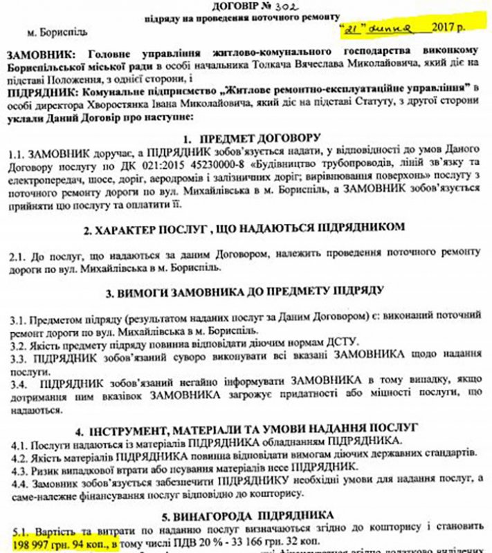 Як у Борисполі ділять ремонти доріг на трьох