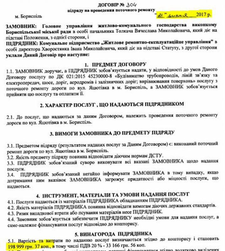 Як у Борисполі ділять ремонти доріг на трьох