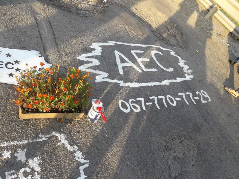 На аварійному мосту біля Щасливого активісти посадили чорнобривці