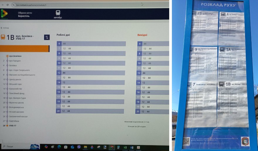 Бориспільці скаржаться на вказівники з розкладом руху автобусів. Що не так?